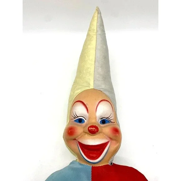 Vintage Hard Faced Clown Jester Large Plush Stuffed Animal 1950’s 1960’s - Picture 2 of 12